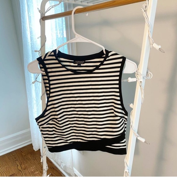 Topshop Tops - Black and white striped topshop crop top